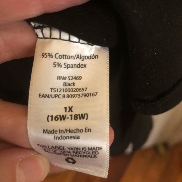 NWOT Terra & Sky Solid Black Casual T-Shirt Dress w/High-Low Hem & Side Slits XL - Picture 6 of 8